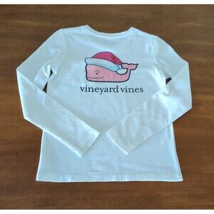 Vineyard Vines Santa Hat Long Sleeve 100% Cotton Tee Boys Size Medium GUC